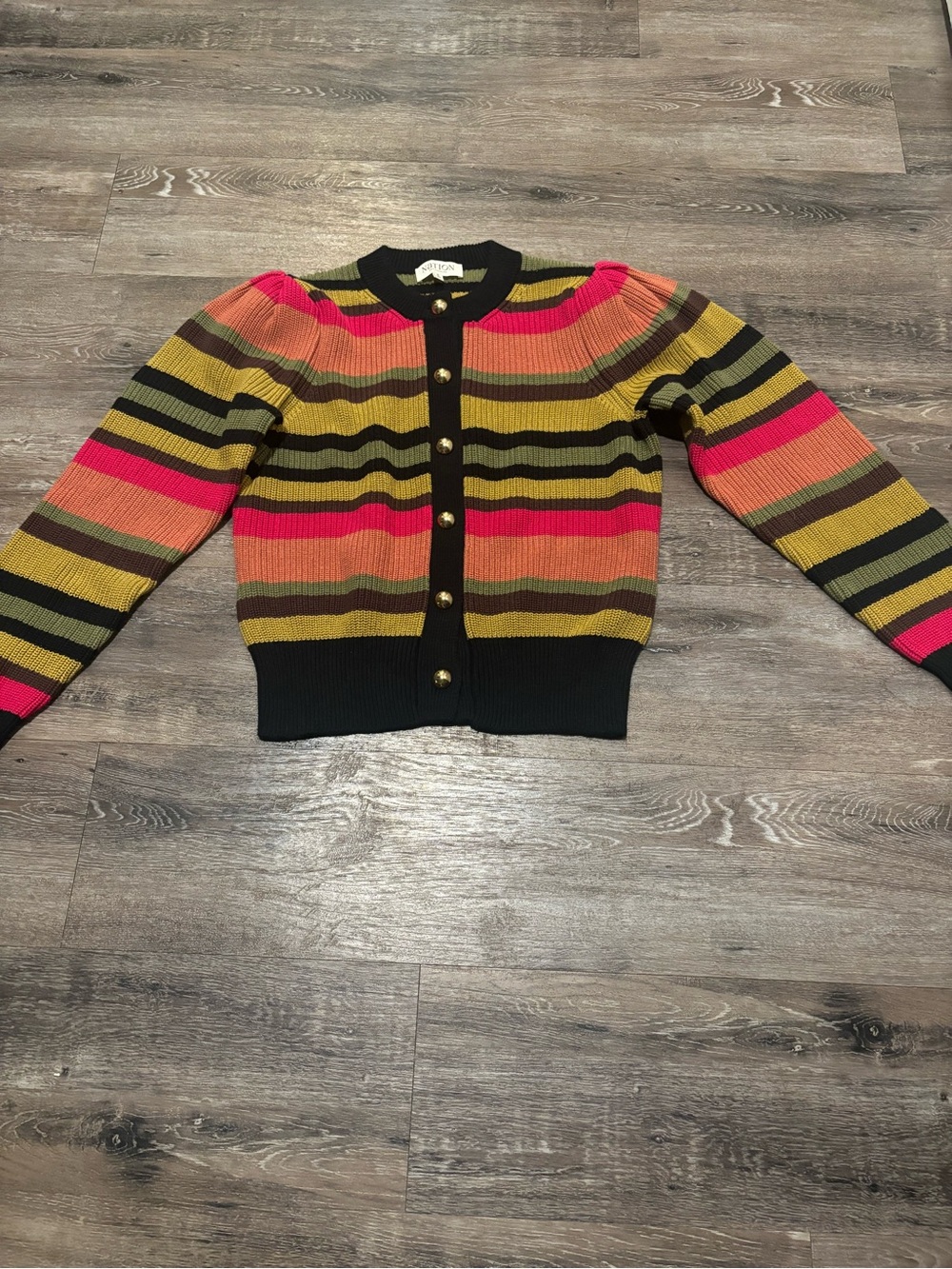 Nation LTD Striped Cardigan in Black, Pink, Olive, Brown size small